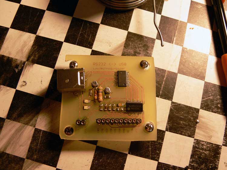 Top view of the RS232 to USB converter