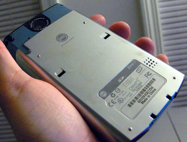 Palm Zire 71 back side with camera slid open. Look at that nice metal.