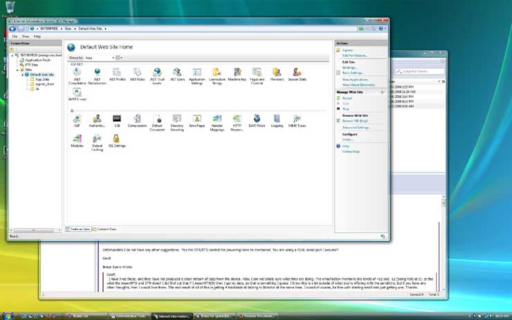 The IIS 6 administrative console on Windows Vista