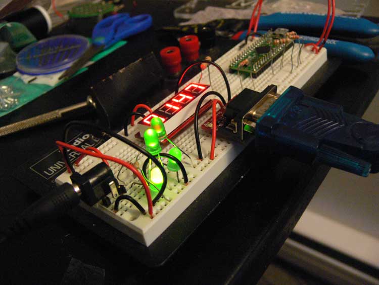 Testing the initial electronics on a breadboard.