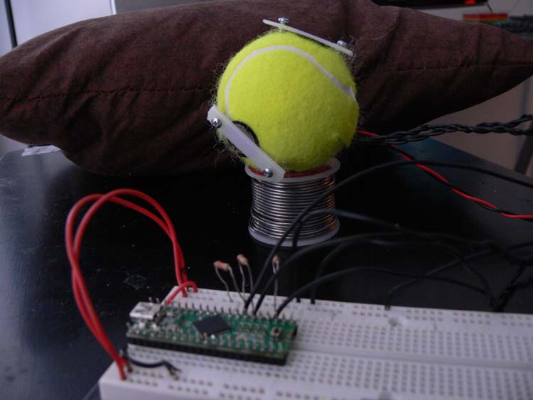 Early tennis ball physical interface for the soft message system.