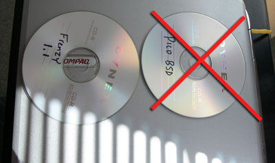 Dynex CDs containing the Frenzy and Pico BSD operating systems
