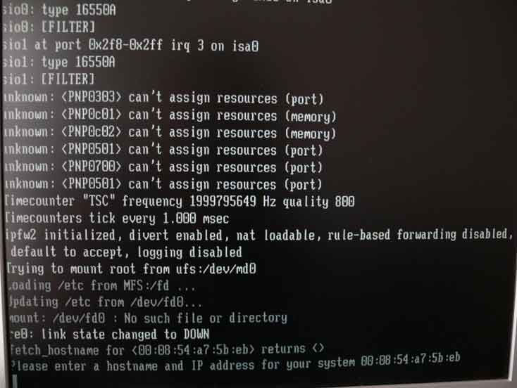 The Hostname Prompt for PicoBSD