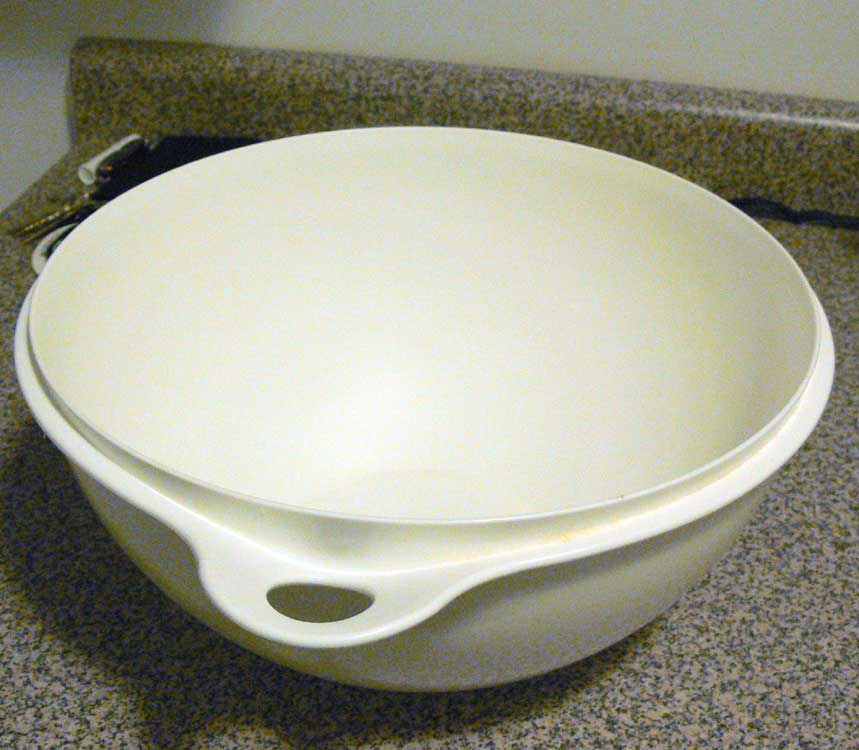 A big mixing bowl perfect for making bread.