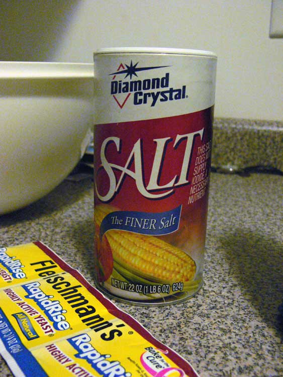 A standard container of salt, perfect for bread making.